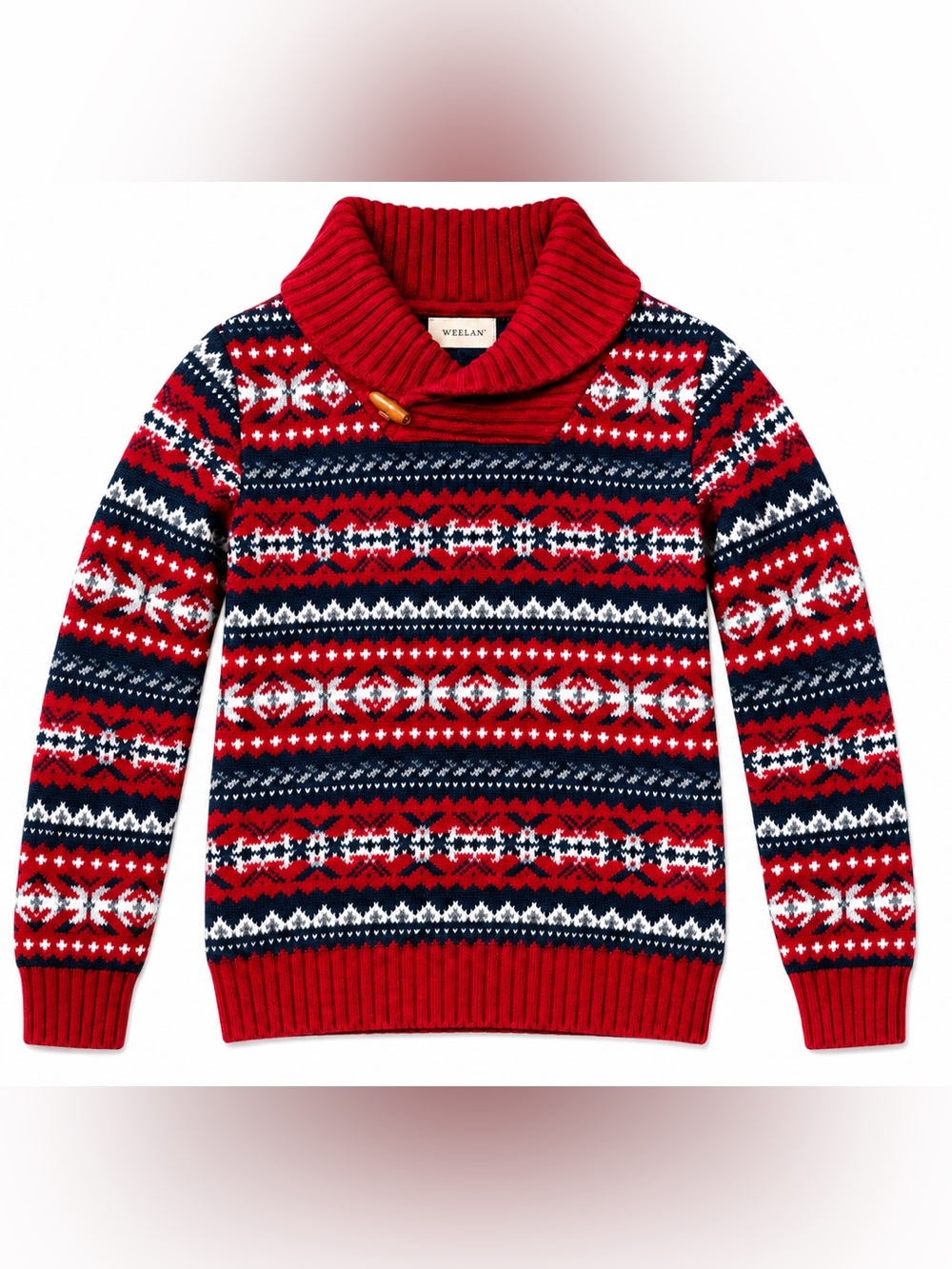 Rorie Whelan Fair Isle Red Shawl Collar Pullover Sweater size 3T